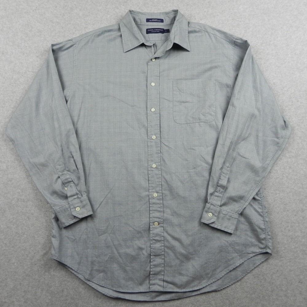 Daniel Cremieux‎ Shirt Mens Large Casual Pocket Button Up Blue Plaid Long Sleeve
